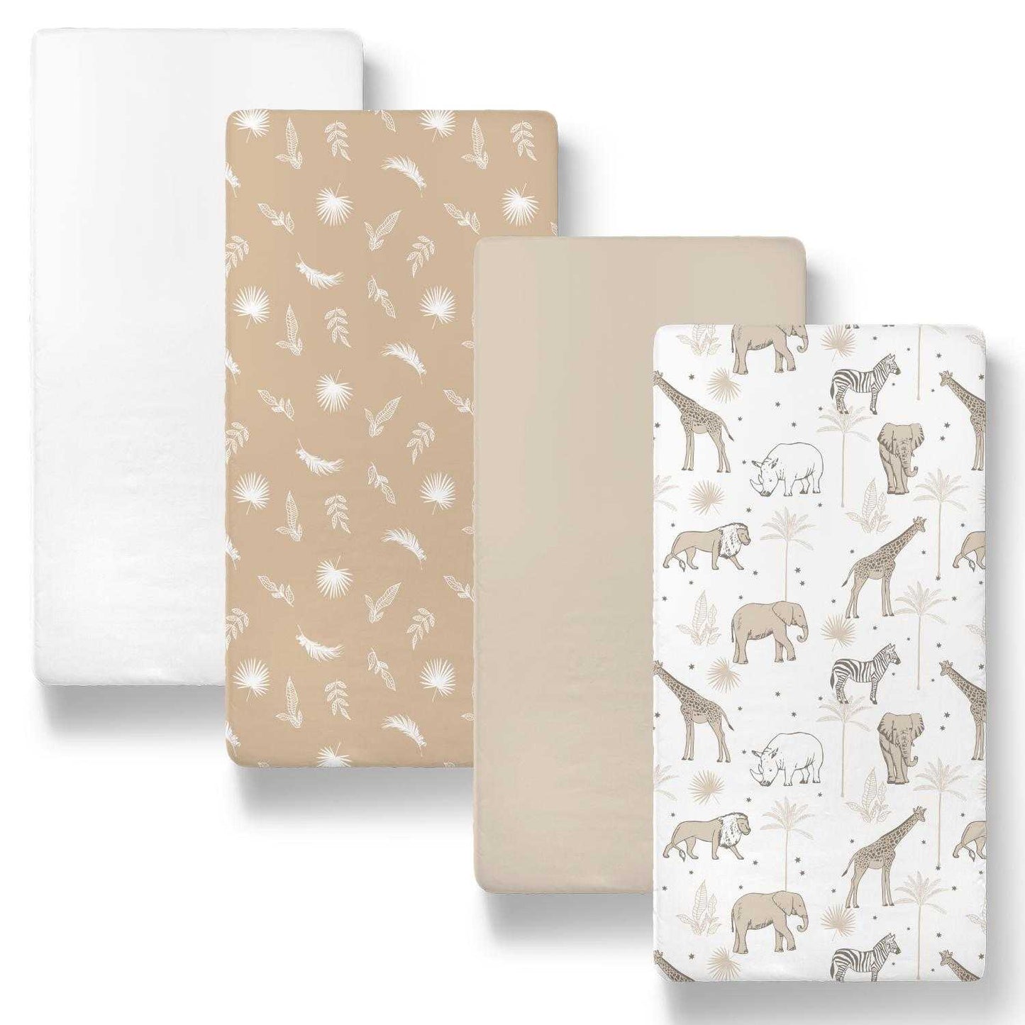Caramel Safari Organic Bassinet Sheets 4-Pack for Boys and Girls