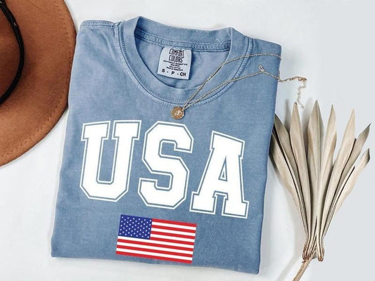 Comfort Colors USA Flag Tshirt,Unique 4th of July Tshirt, USA Flag Tshirt, USA Shirt for 4of July, Independent Day Shirt, Retro Usa Pary