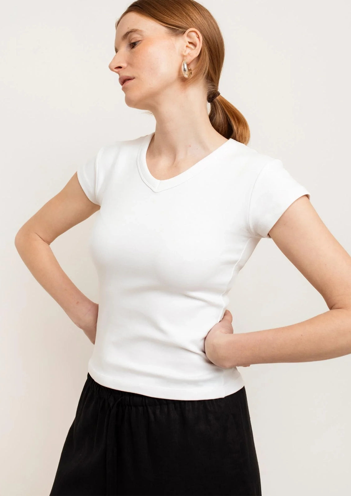Suzy V-Neck Cotton Tee