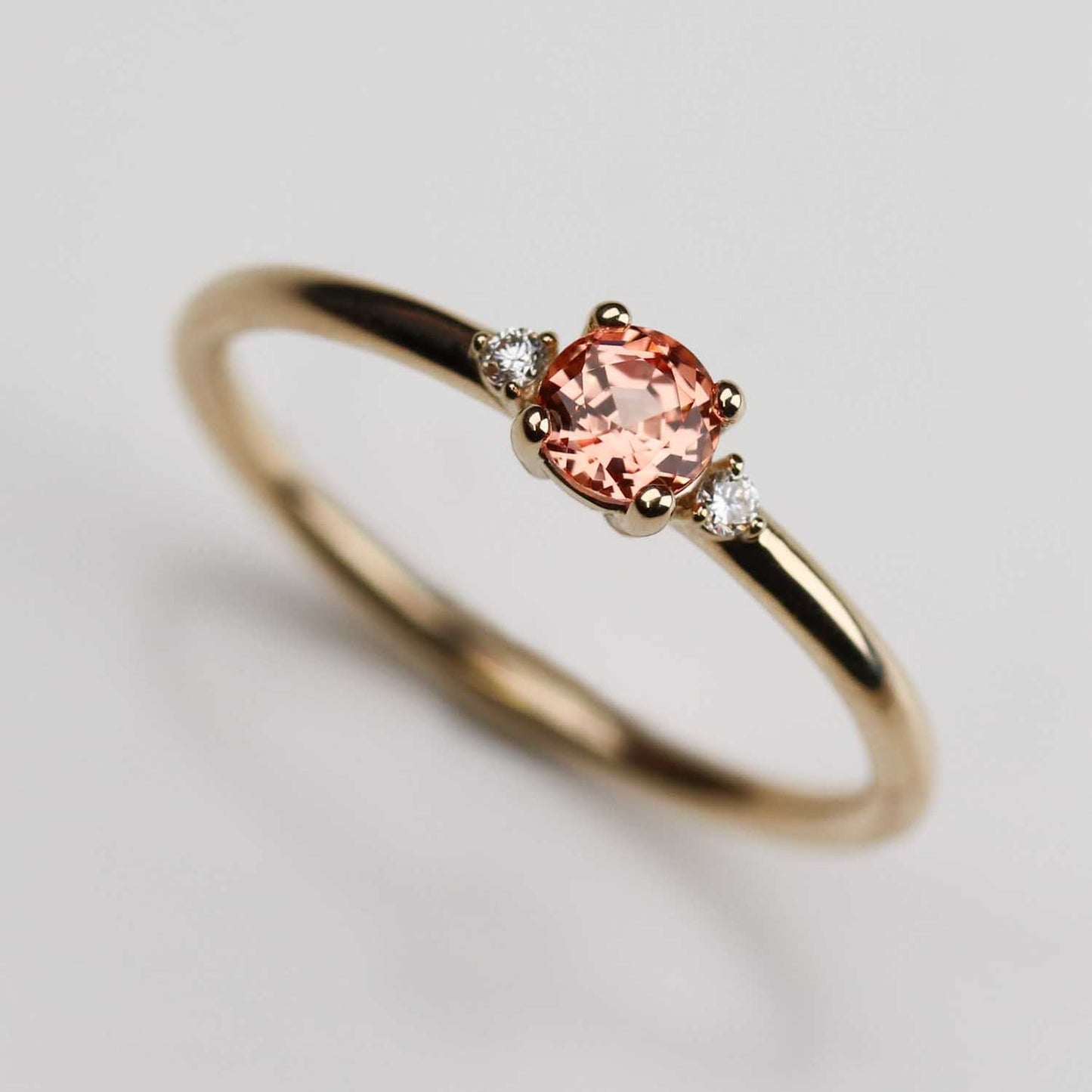 . 4mm Lab-grown Sapphire Low-base Three Stone Stacking Ring